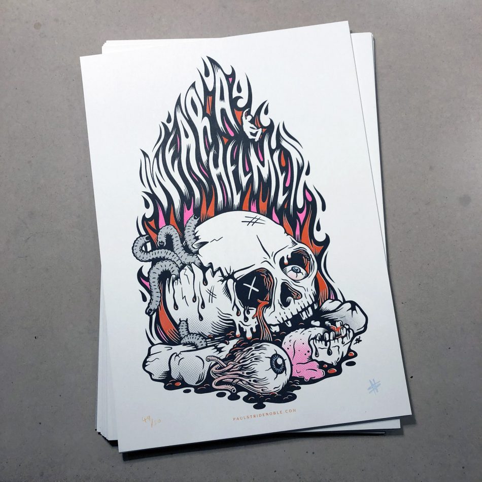 WEAR A HELMET limited risograph print - Image 6